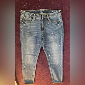 a.n.a Women's Denim Skinny Jeans with Pearl embellishment